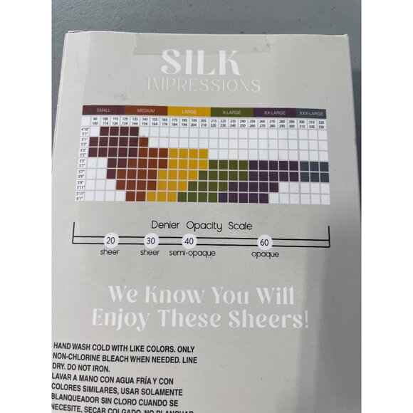 Silk Impressions Pantyhose Size XXXL Ultra Fine Sheer Cocoa 2 Pair 15 Denier NEW - Picture 5 of 6
